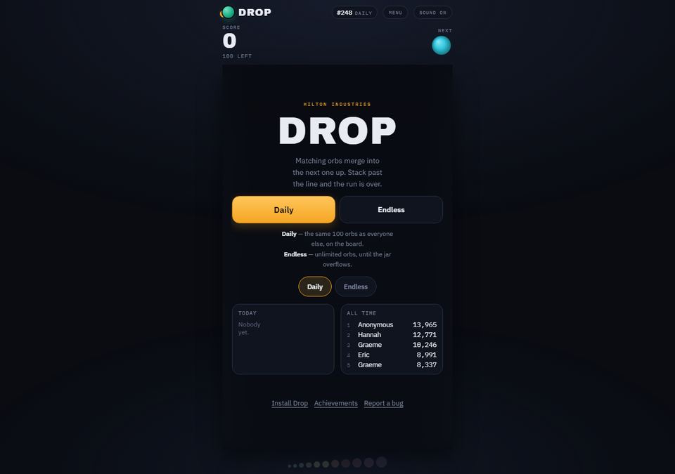 Real screenshot of the Drop app