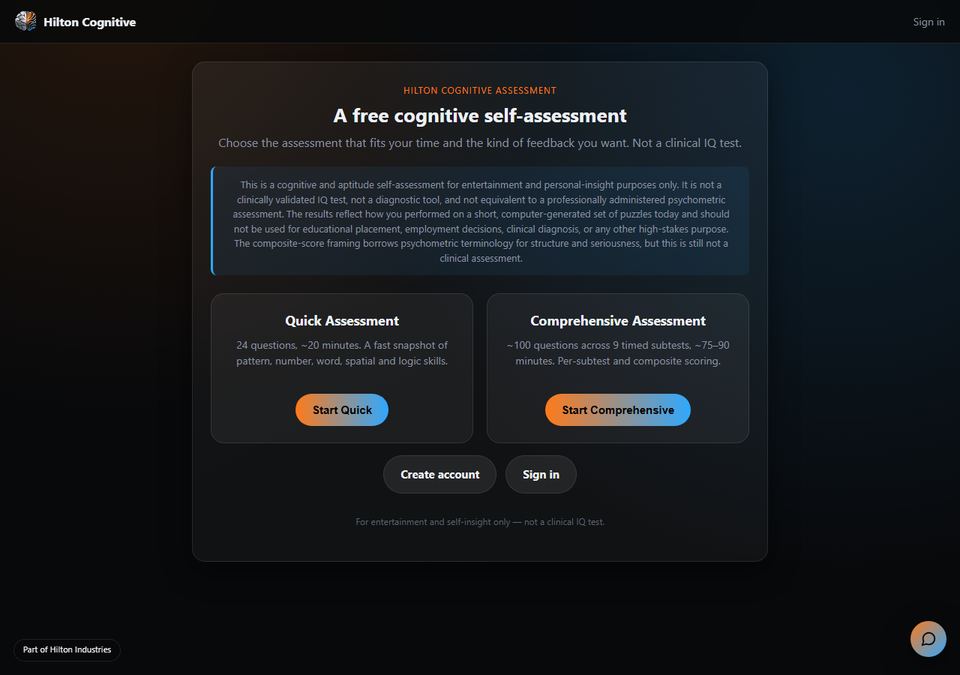 Real screenshot of the IQ Test app