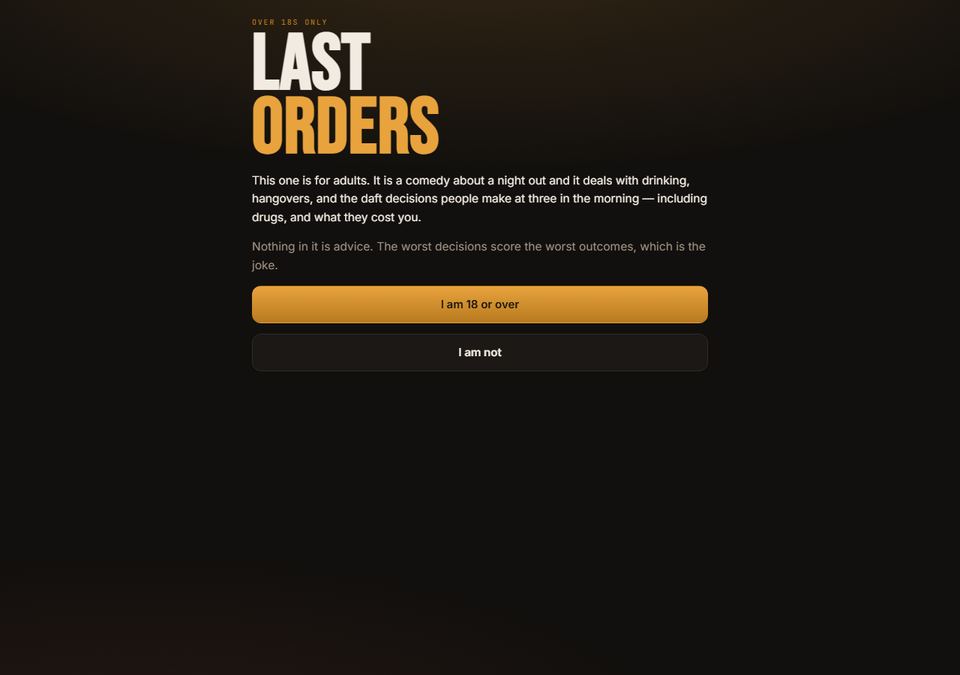 Real screenshot of the Last Orders app