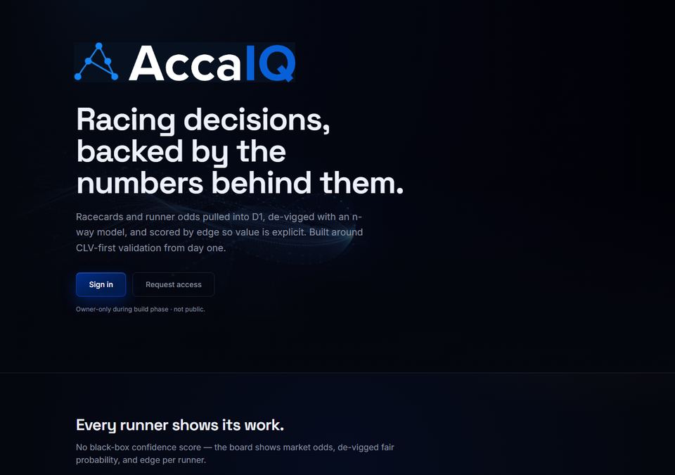 Real screenshot of the RacingIQ app